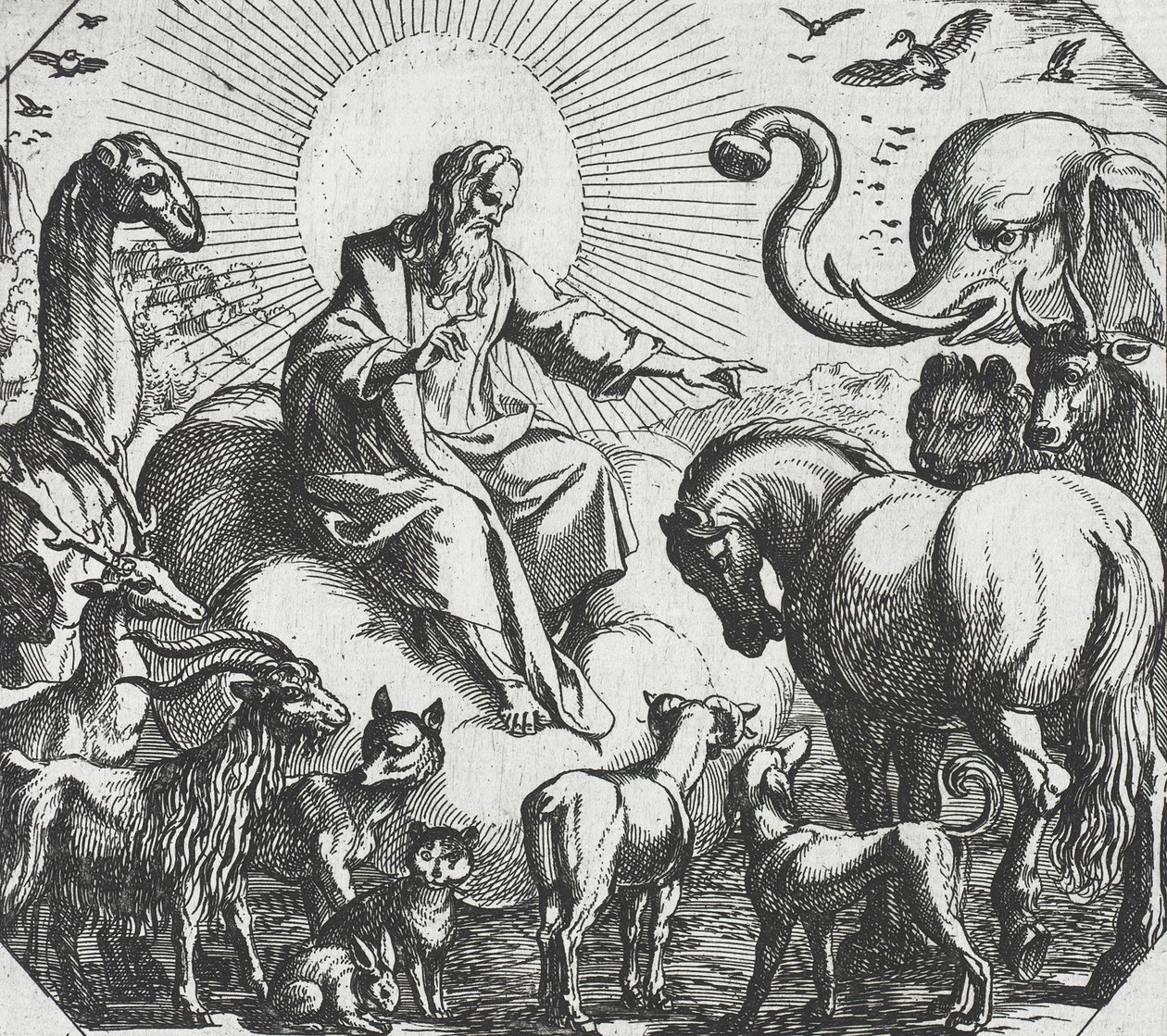 Gud skaper landdyrene av Antonio Tempesta