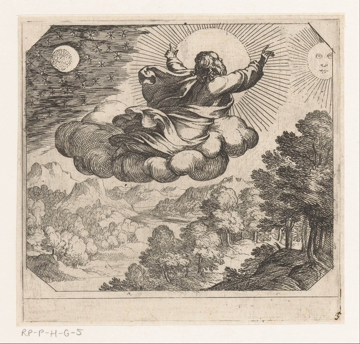 Gud skaper solen, månen og stjernene Creation (serietittel) av Antonio Tempesta