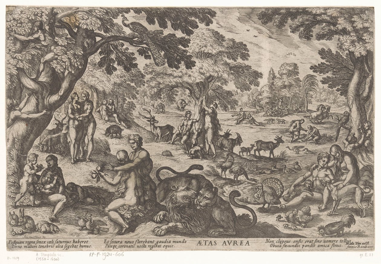 gullalderen Aetas aurea (tittel på objekt) Four Ages of the World (serietittel) av Antonio Tempesta