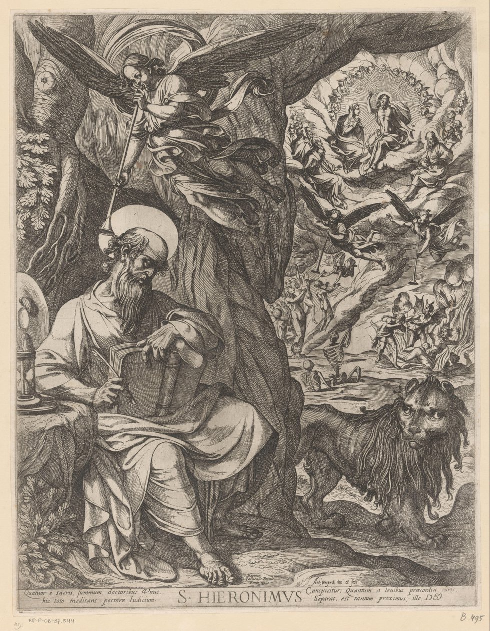 St. Hieronymus i villmarken overveier den siste dommen S. Hieronimus (tittel på objekt) av Antonio Tempesta