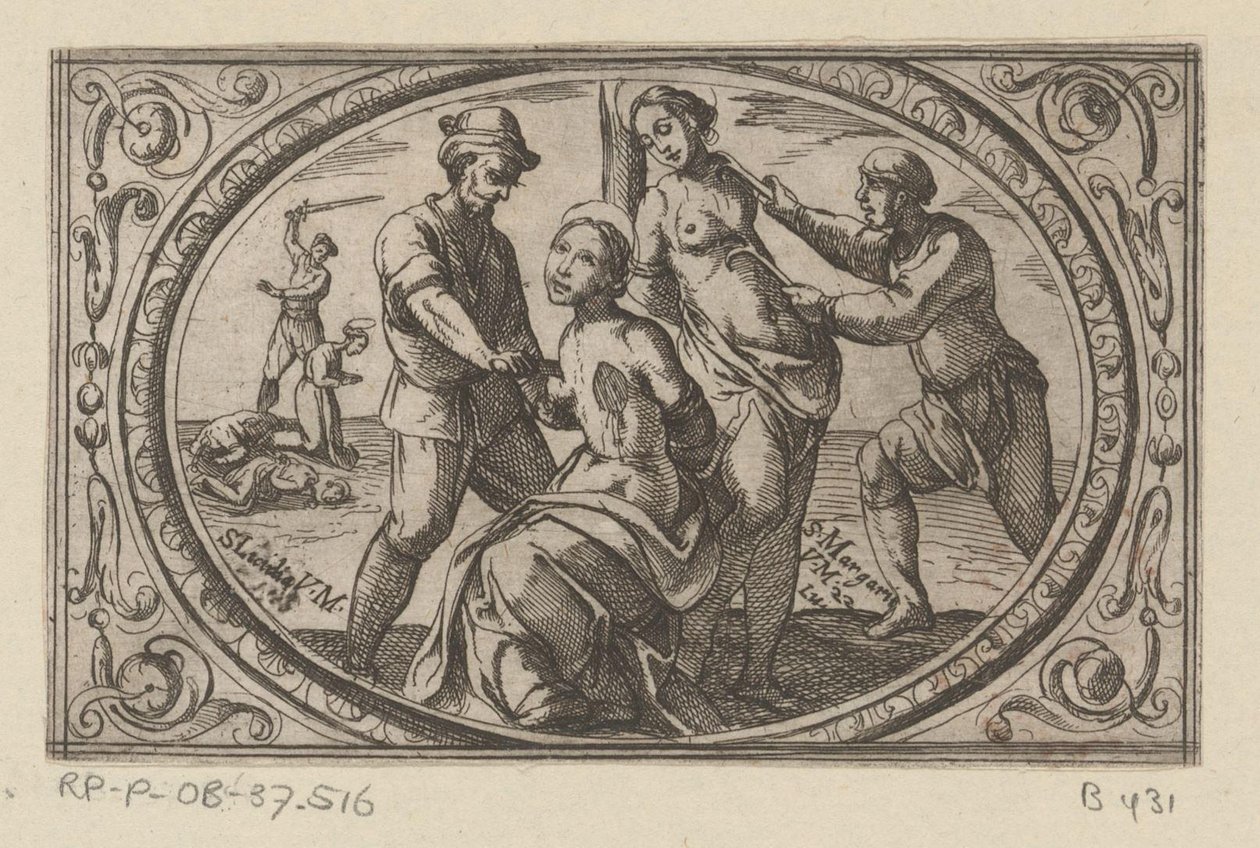 H. Licidia i H. Margarita Romeinse martelaressen (serietittel) Imagini di moltes vergini Rom i martyrium (serietittel) av Antonio Tempesta