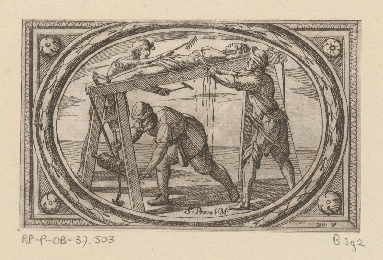 H. Prisca Romeinse martelaressen (serietittel) Imagini di moltes vergini Rom i martyrium (serietittel) av Antonio Tempesta