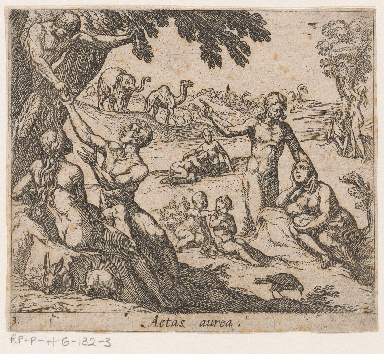 Gullalderen Aetas aurea (tittel på objekt) Metamorphoseon sive transformationum (serietittel) Metamorphoses of Ovid (serietittel) av Antonio Tempesta