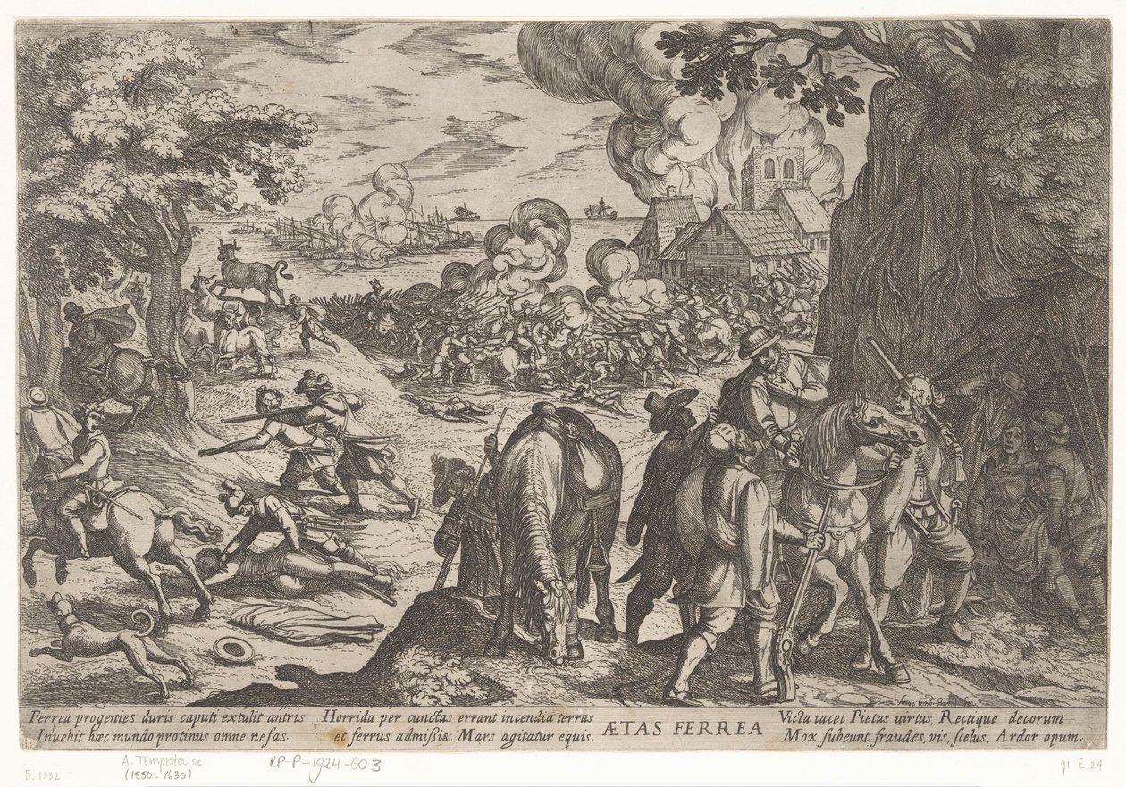 Jernalder Aetas ferrea (tittel på objekt) Four Ages of the World (serietittel) av Antonio Tempesta