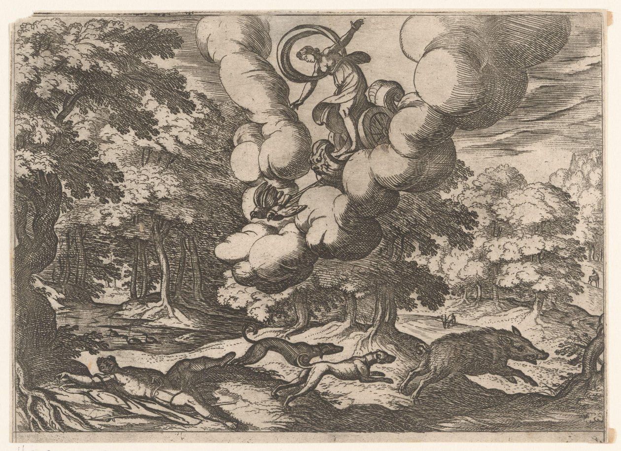 Landskap med Adonis død Landskap med mytologiske scener (serietittel) av Antonio Tempesta