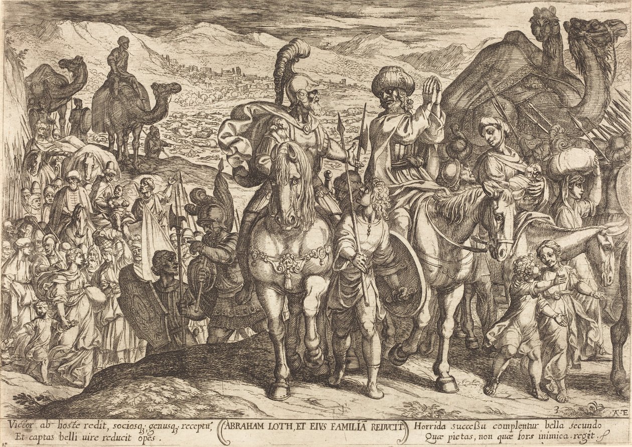 Lot og hans familie husket hjem av Abraham av Antonio Tempesta