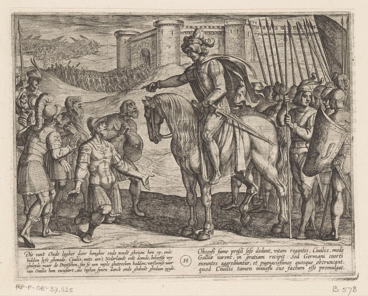Menn fra festningen overgir seg til Julius Civilis De bataviske krigene mot romerne (serietittel) Batavorum cum Romanis Bellum (serietittel) av Antonio Tempesta