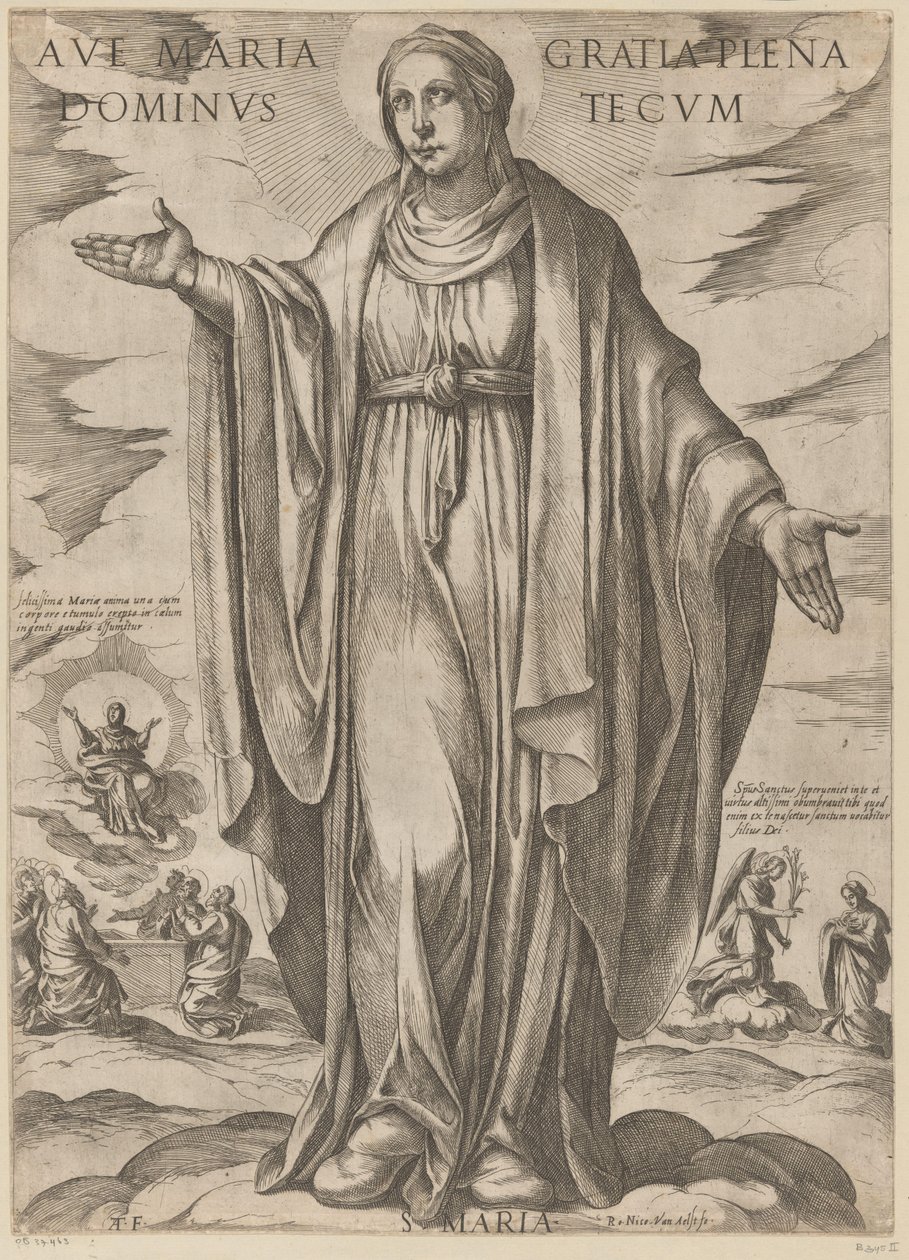 Maria Hei Maria, full av nåde, Herre med deg (tittel på objekt) Kristus, Maria og apostelen (serietittel) av Antonio Tempesta