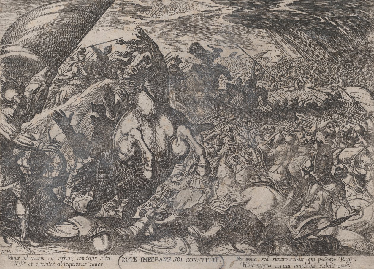 Plate 11: Joshua beordrer solen til å stå stille, fra 