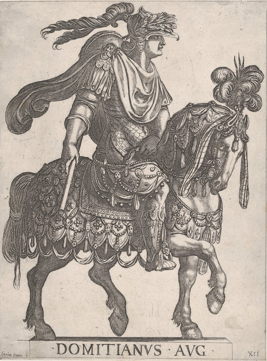 Plate 12: Keiser Domitian på hesteryggen vendt rett fra de 