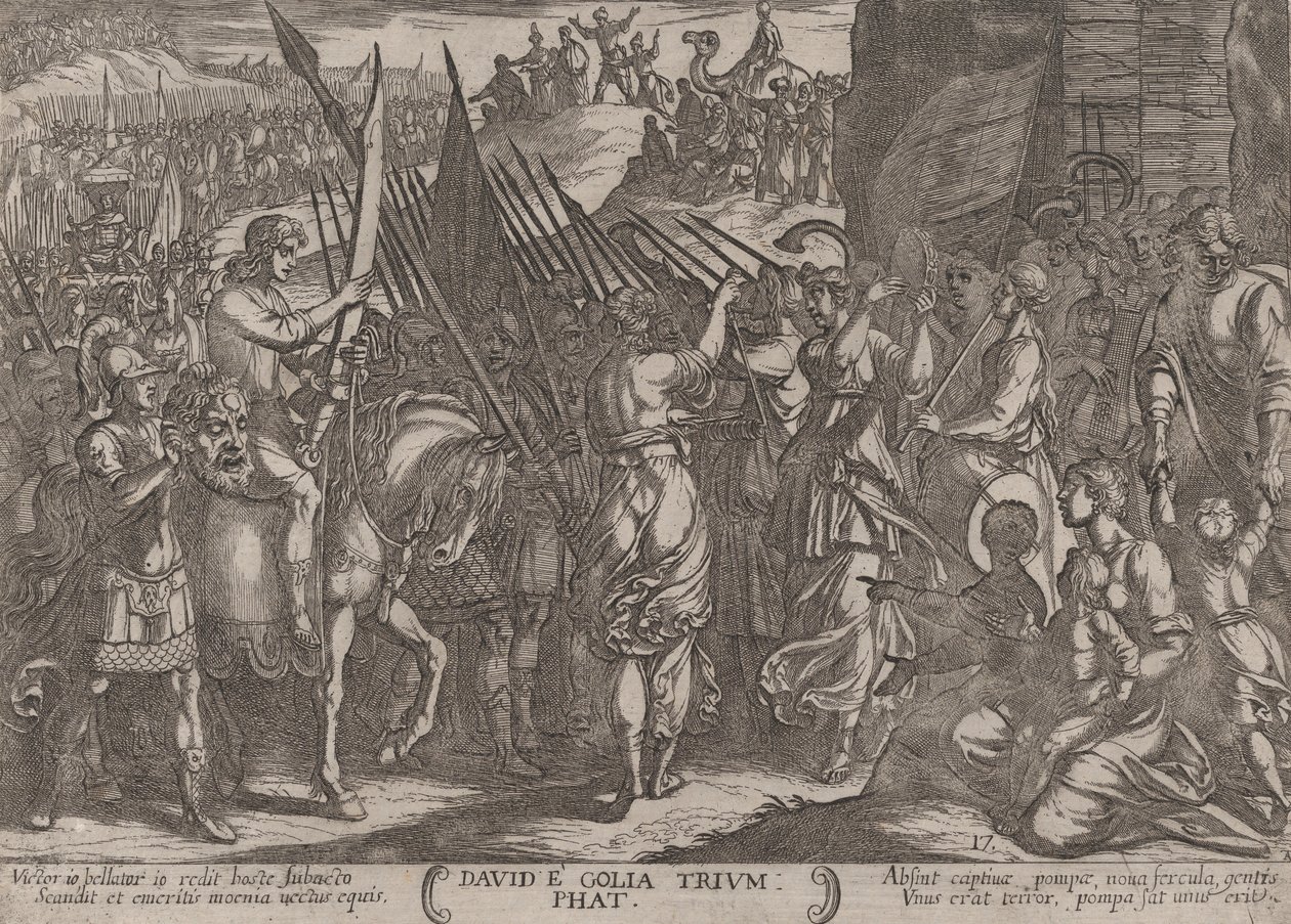 Plate 17: David vender tilbake i triumf med hodet til Goliat, fra 