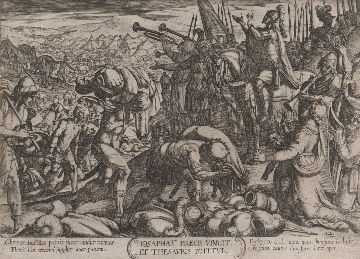 Plate 22: Josaphat takker Gud for hans seier, fra 