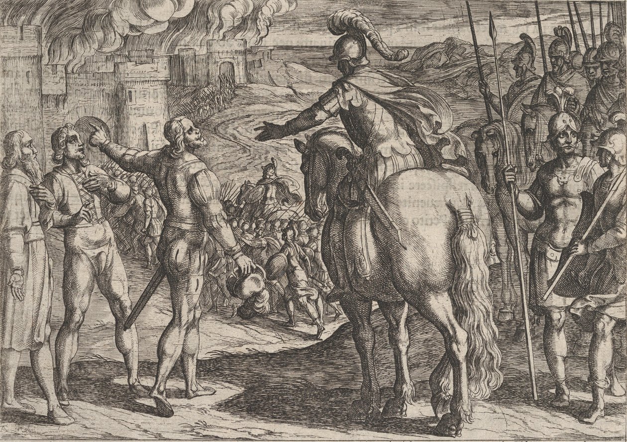 Plate 34: The Romans Burning the Dutch Countryside, fra The War of the Romans Against the..., 1611. av Antonio Tempesta