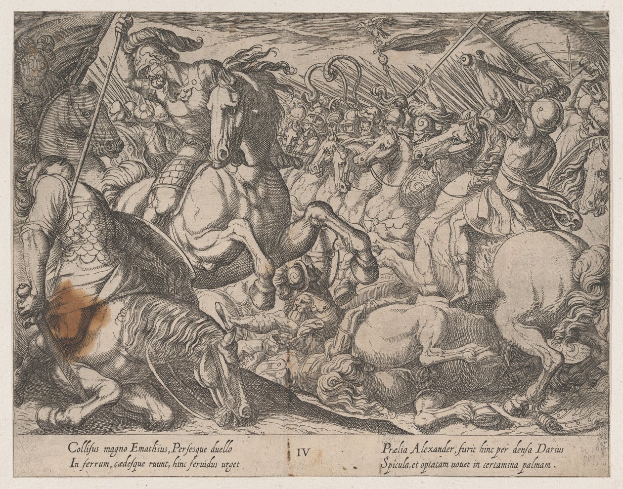 Plate 4: Alexander Battling the Persians, fra The Deeds of Alexander the Great, 1608. av Antonio Tempesta