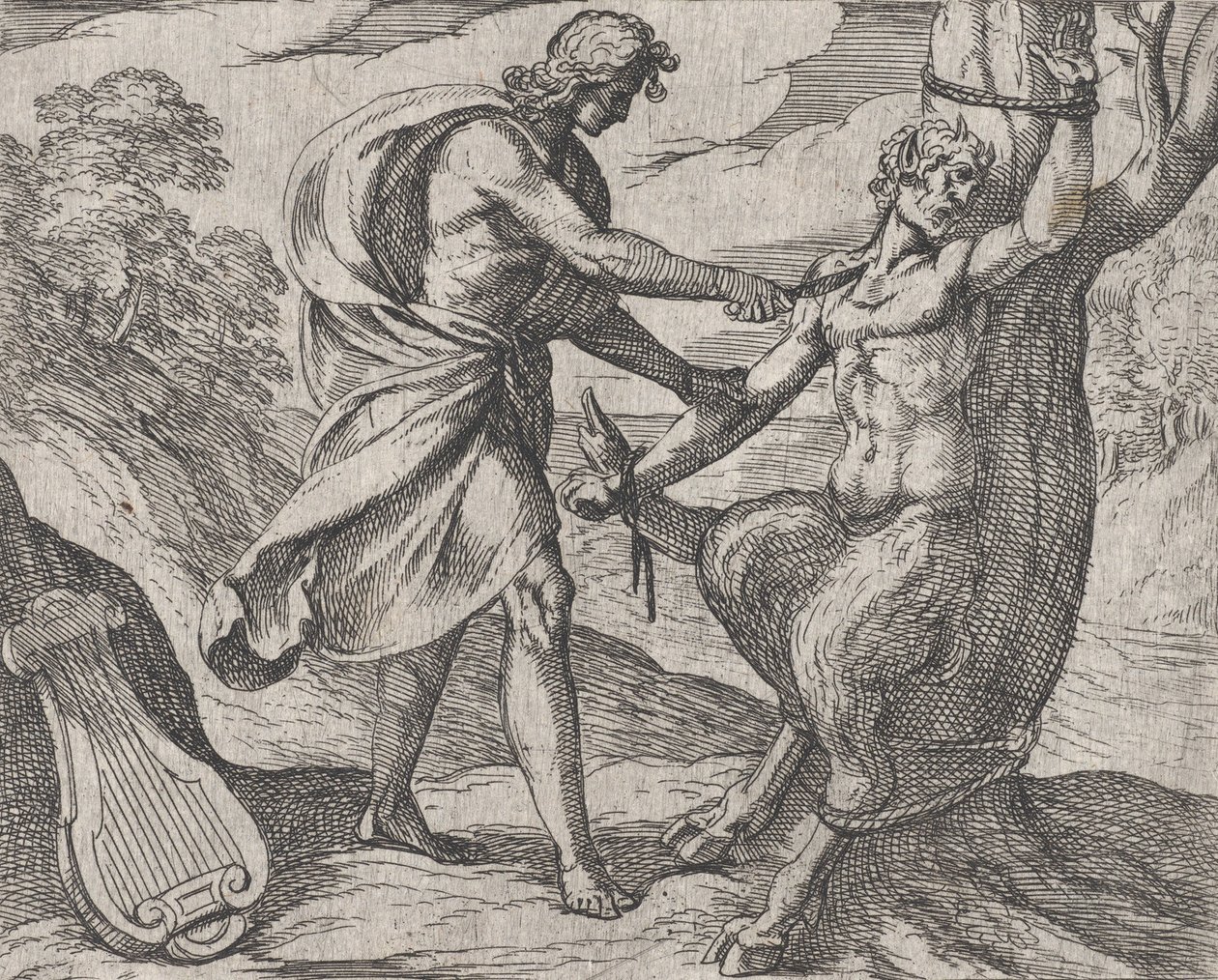 Plate 58: Apollo Killing Marsyas Marsyas beseiret av Apollo, fra Ovids 