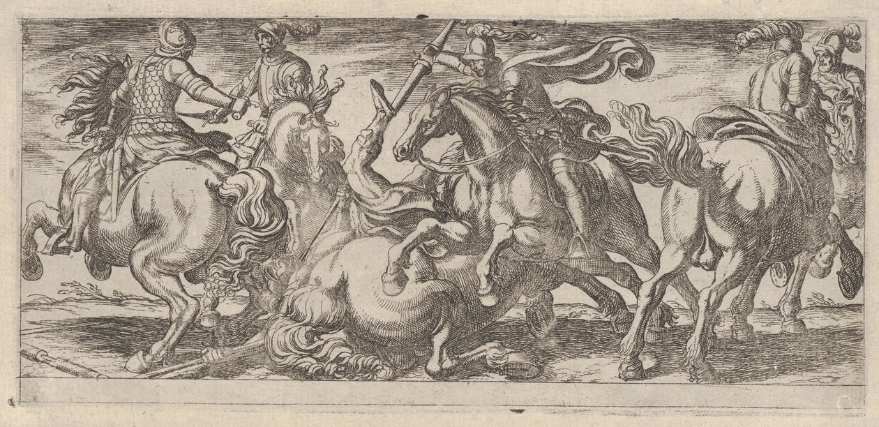 Seks kavalerister i kamp, fra Battle Scenes I, ca. 1590-1630. av Antonio Tempesta