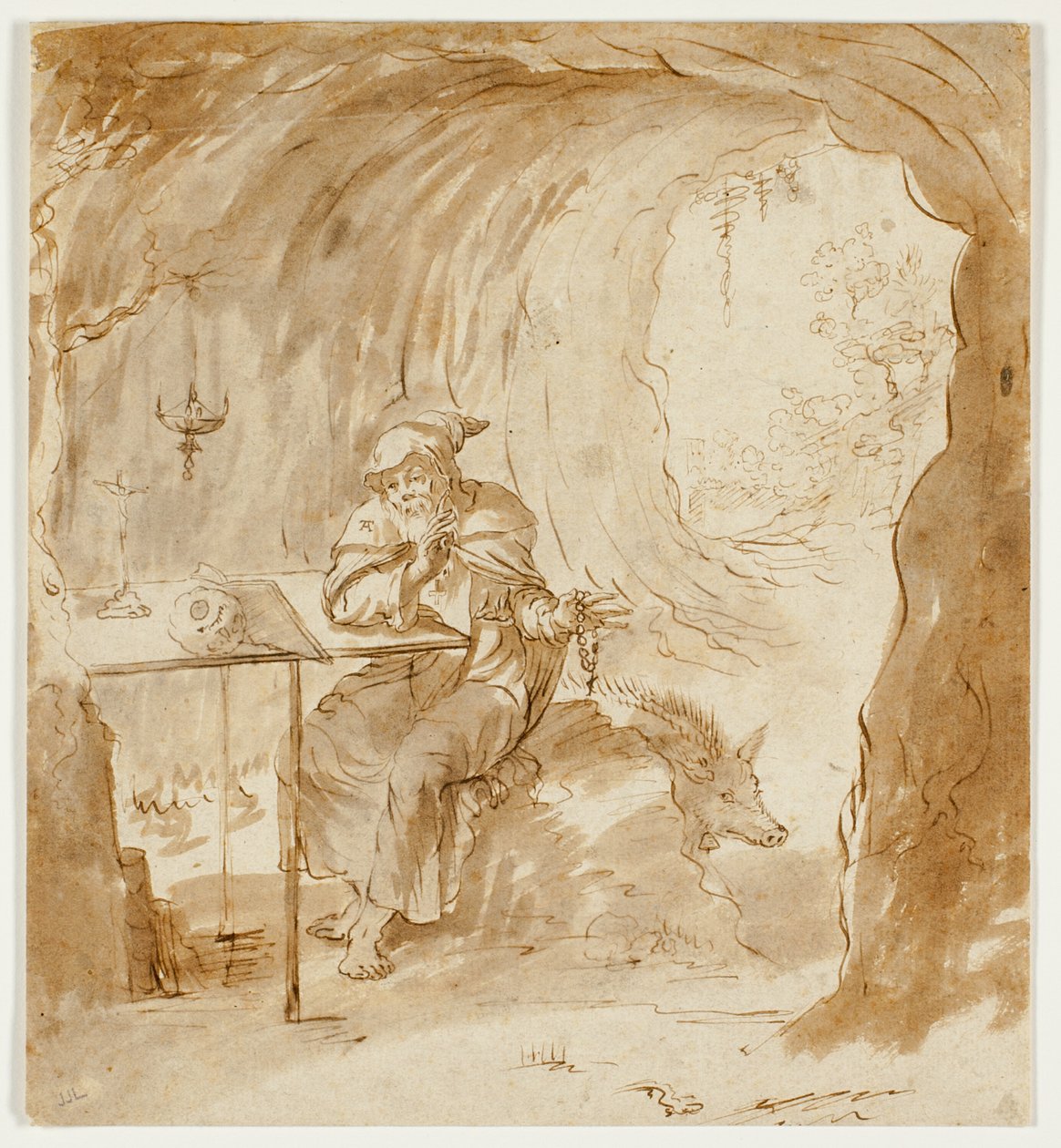 St. Antonius med villsvinet av Antonio Tempesta
