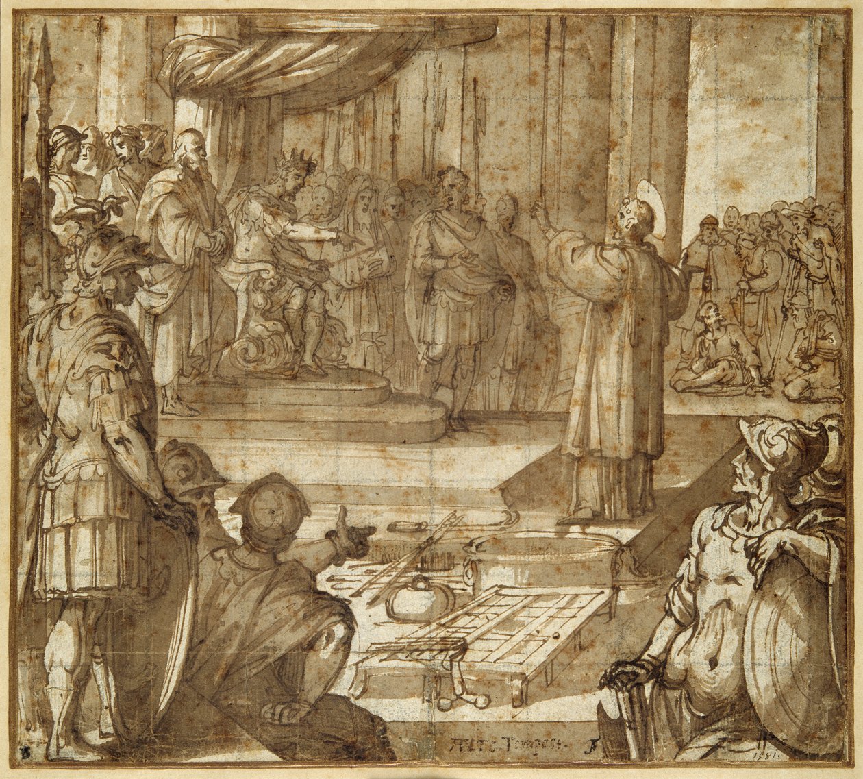 St Lawrence foredrag i nærvær av prefekten Decius av Antonio Tempesta