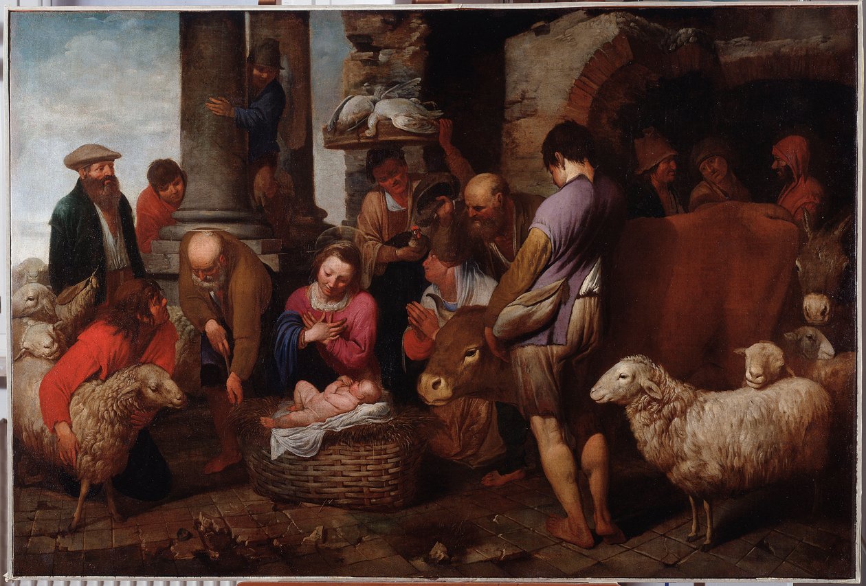 The Adoration of the Magi Painting av Antonio Travi (1608-1665) Genes Musei di Strada Nuova fra 1600-tallet (tidligere Palazzo Bianco) av Antonio Travi