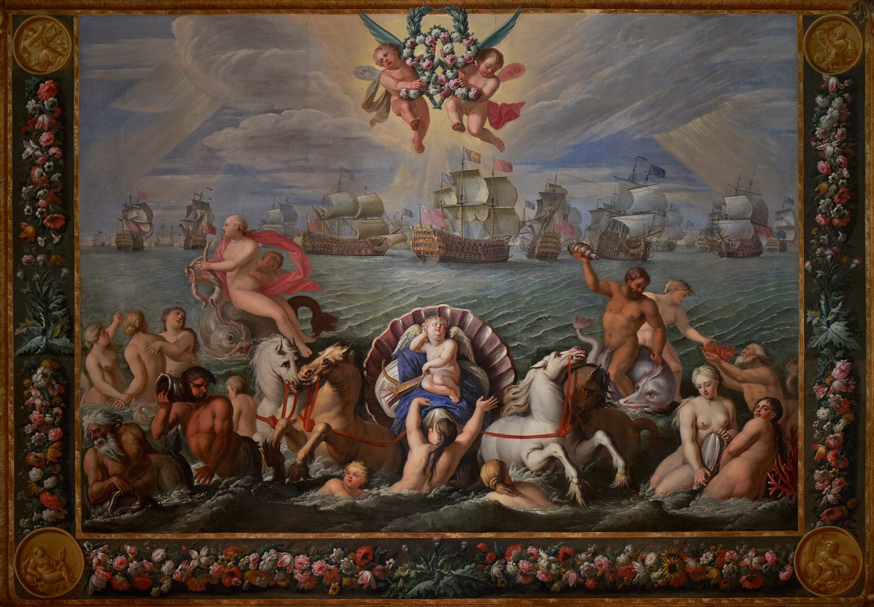 George, Prince of Denmark, detalj fra The Queen's Drawing Room av Antonio Verrio