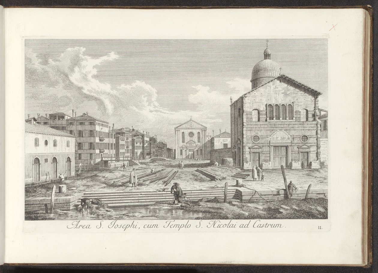 Utsikt over Chiesa di San Giuseppe di Castello te Venetië Området til St. Joseph, med St. Nicholas-tempelet på slottet (tittel på objektet) Gezichten op bugemenen en pleinen in Venetië (serietittel) Mer kjent utsikt over byen Venezia, fra Antonius-kanalens av Antonio Visentini