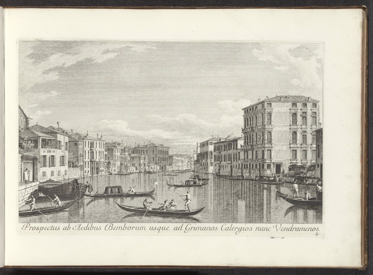Utsikt over Canal Grande, Palazzo Bembo og Palazzo Vendramin-Calergi te Venetië Prospekt til Houses of Bembo opp til Grimanos Calergios nå Vendramenos (tittel på objekt) Mer kjent utsikt over byen Venezia, fra Antonius-kanalens paneler 38 aer av Antonio Visentini
