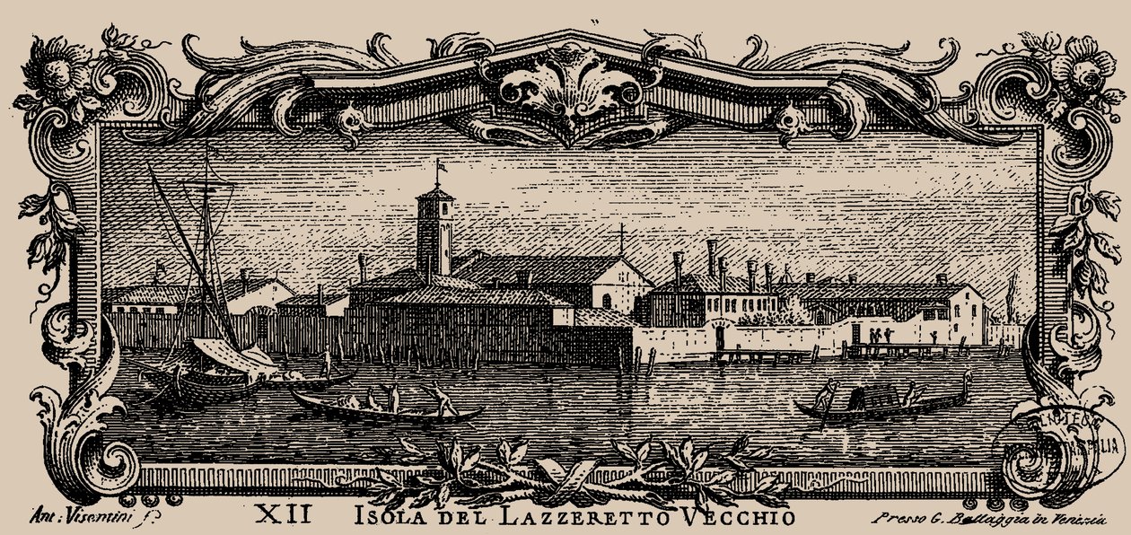 Venetian Isolario, XII. Øya Lazzaretto Vecchio, 1777. av Antonio Visentini