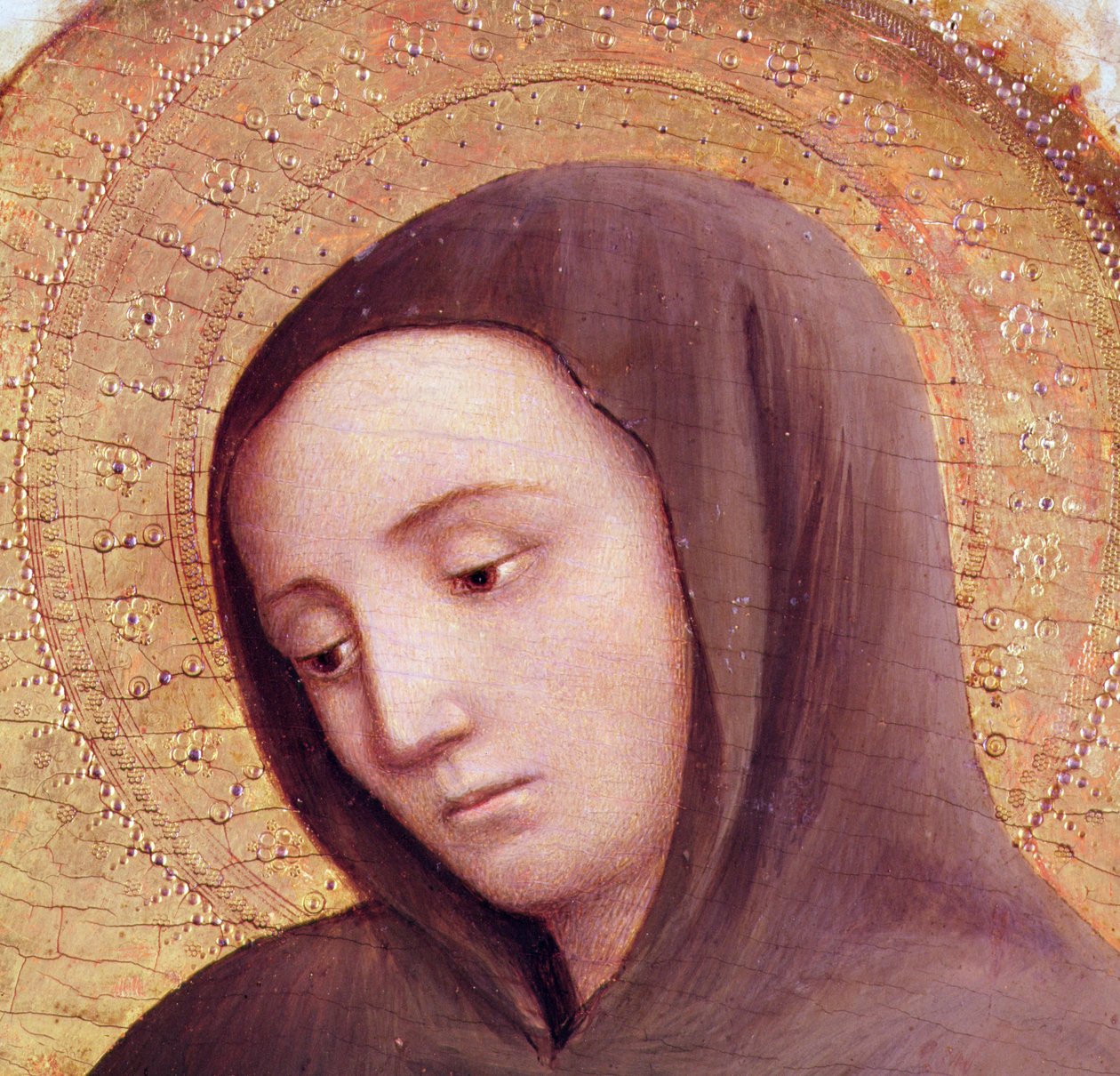 Hodet til en helgen fra St. Hieronymus-altertavlen, 1441 (tempera på panel) (detalj) av Antonio Vivarini