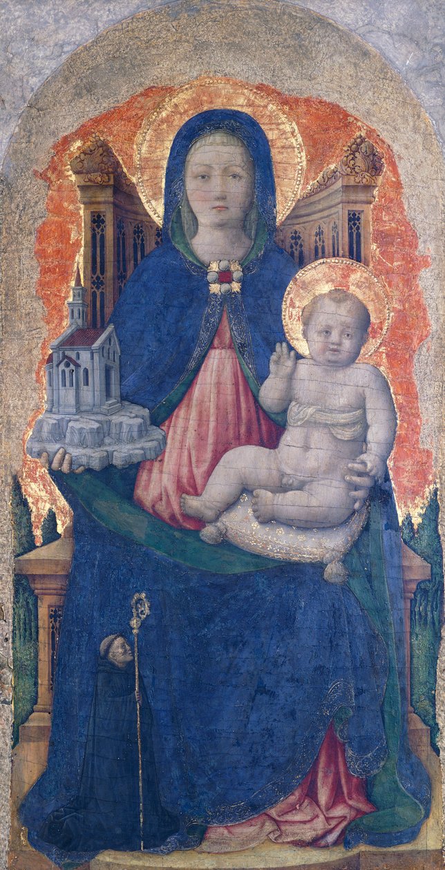 Madonna med barn, detalj av Praglia-altertavlen, av Antonio Vivarini (1418-før 1484), 67x33 cm av Antonio Vivarini