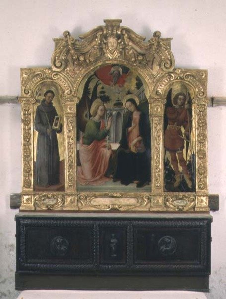 Bebudelsen med SS. Francis og Michael (tempera på panel) av Antonio Vivarini