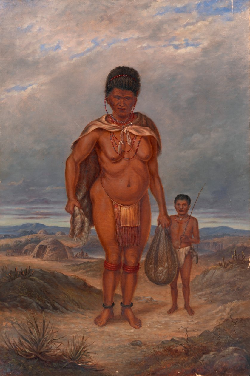 Hottentot kvinne og barn, ca. 1893. av Antonio Zeno Shindler