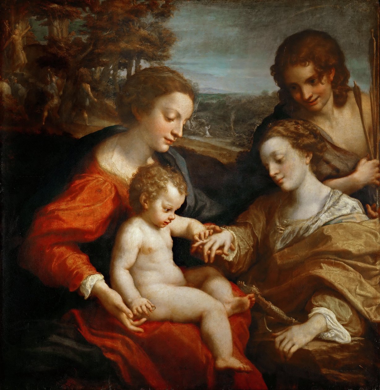 Det mystiske ekteskapet til Saint Catherine av Antonio da Correggio