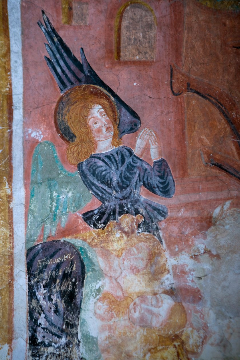 Detalj av en engel (fresco) av Antonio da Padova