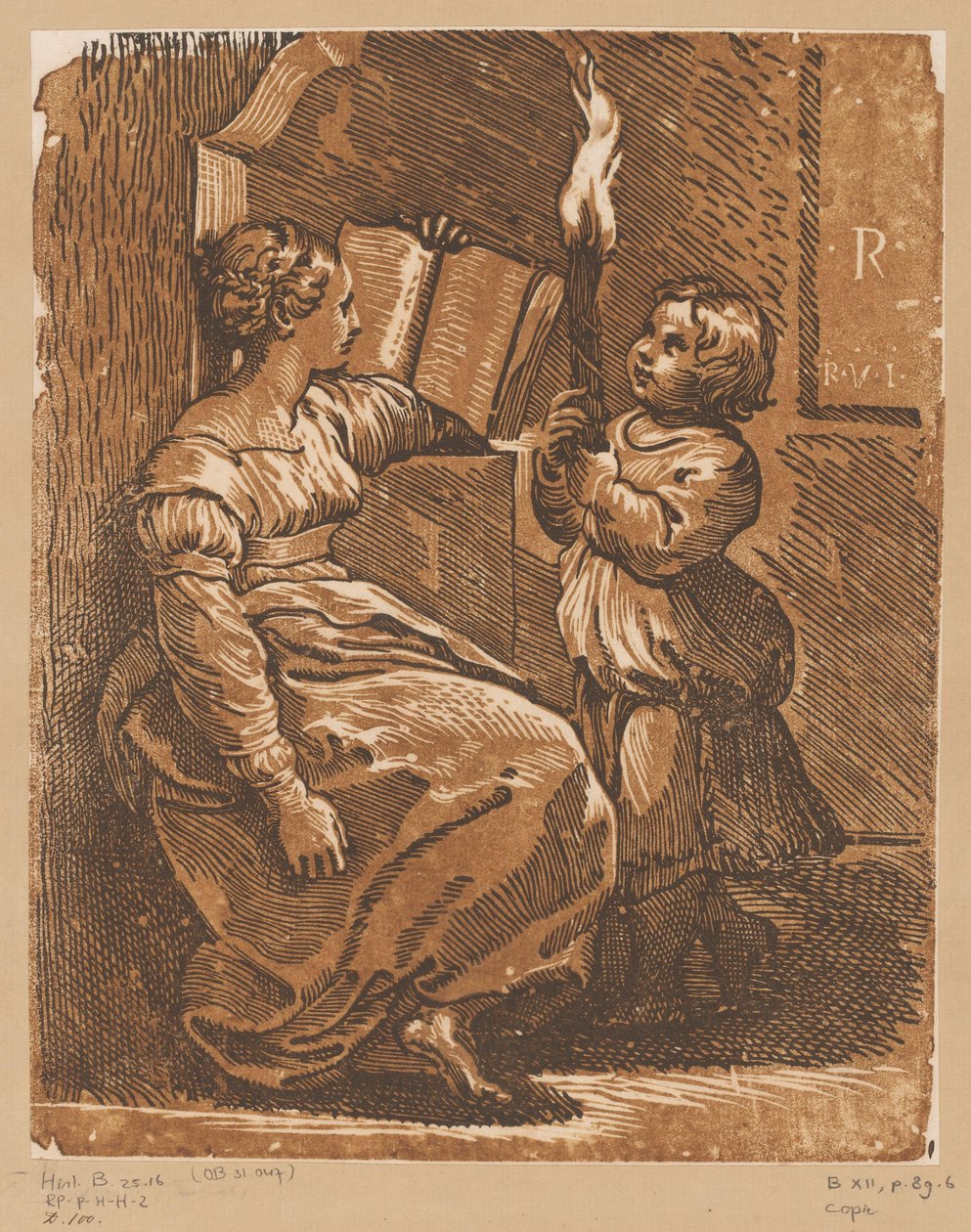 Leser Sibyll med barn av Antonio da Trento (attributed to)