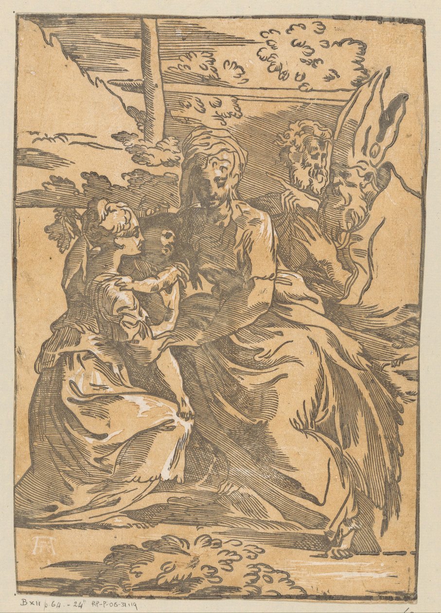 Kvinnelig helgen mottar Kristusbarnet av Antonio da Trento (possibly)
