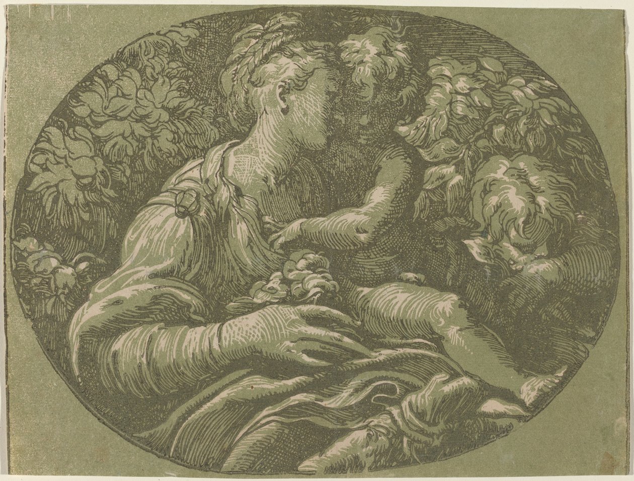 Jomfruen med rosen av Antonio da Trento after Parmigianino