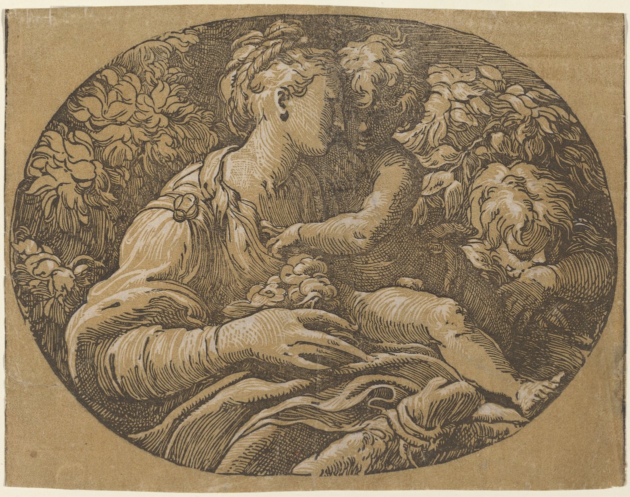 Jomfruen med rosen av Antonio da Trento after Parmigianino
