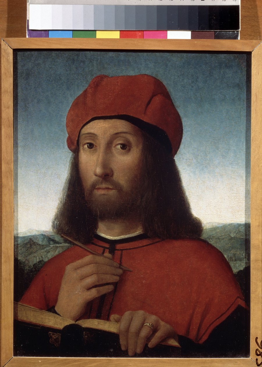 Portrett av en mann (Portrett av en mann). Maleri av Antonello de Saliba (Antonio da Saliba) (cirka 1467-etter 1535). Olje på tre, 30 x 23 cm. Siciliansk kunst, italiensk renessanse. Pushkin Museum of Fine Arts, Moskva. av Antonio de Saliba