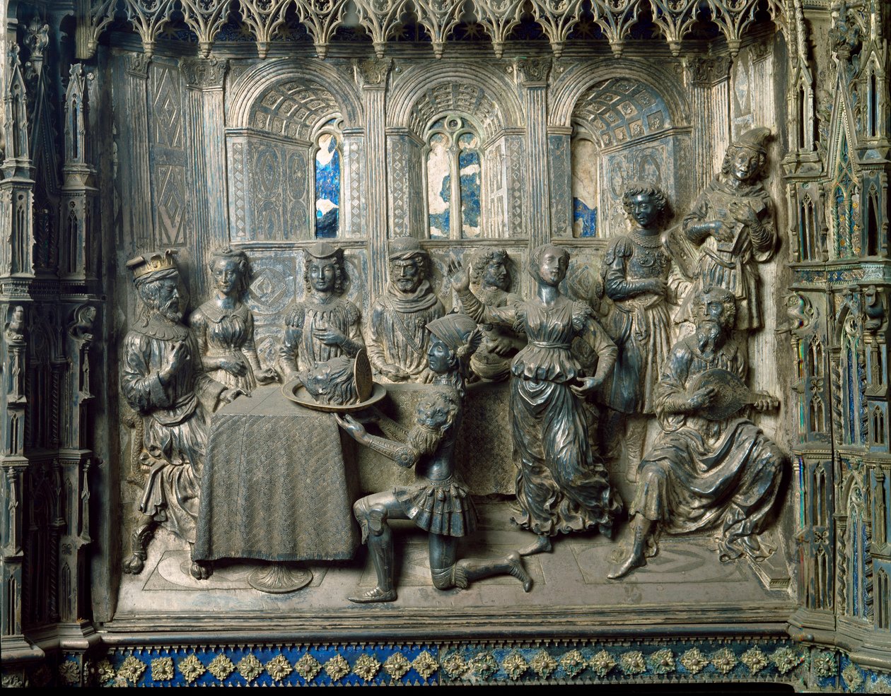 Livet til døperen Johannes: festmåltidet til Herodes. Sølvrelieff av Antonio di Salvi