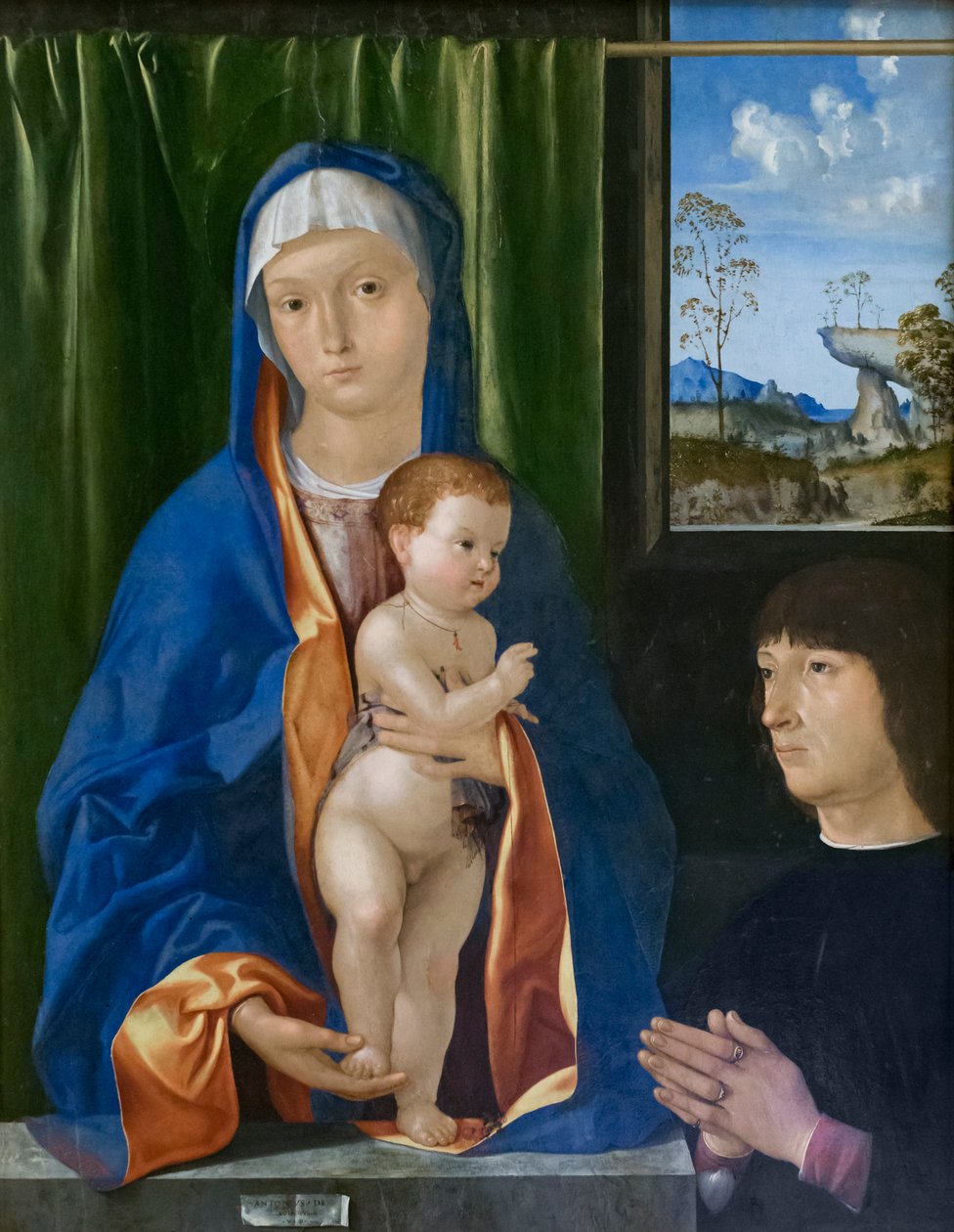 Jomfru Maria med barn og donor av Antonio known as lo Zingaro Solaro