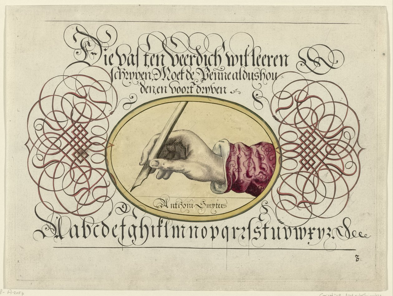 Skriveeksempel med skrivehånd av Antonius Smyters