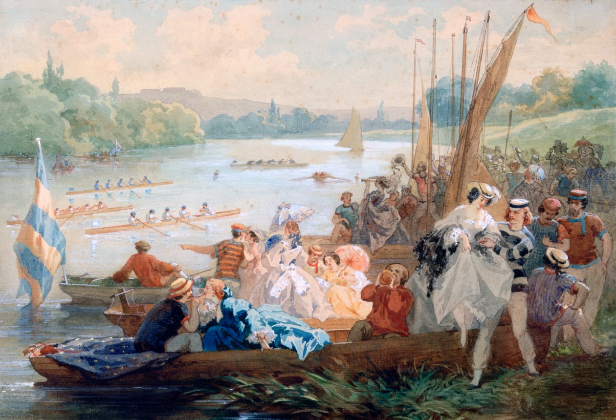 En regatta ved Asnieres under det andre imperiet, c1868-1905 av Antony Paul Emile Morlon