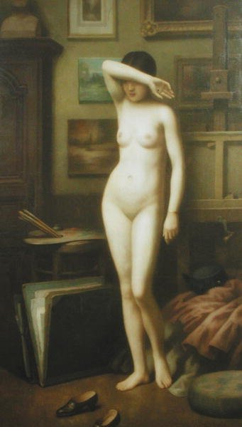 The Reluctant Model, ca. 1910-20 (olje på lerret) av Antony Troncet