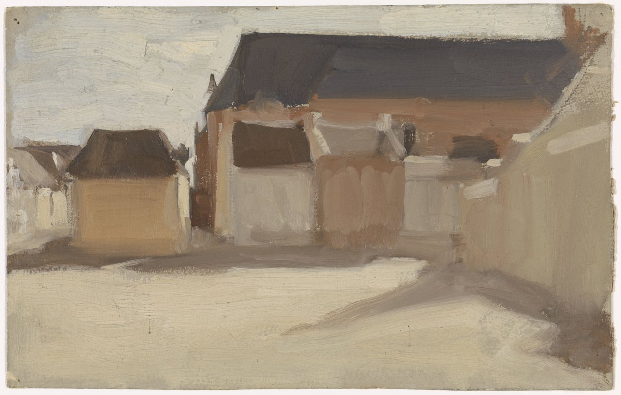 Studie av et landsbytorg med bygninger av Antoon Derkinderen