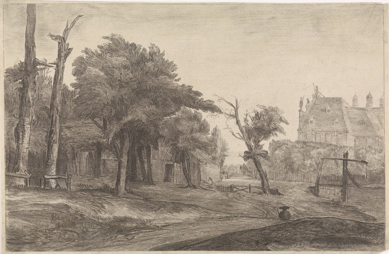 Landskap med slott av Antoon Overlaet