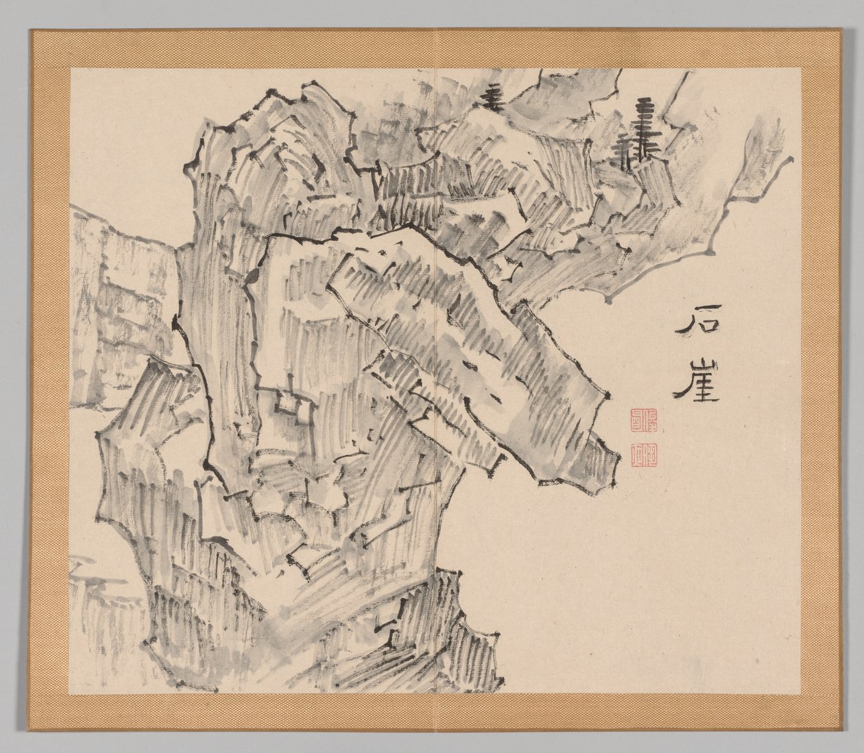 Dobbeltalbum med landskapsstudier etter Ikeno Taiga, bind 1 blad 19, 1700-tallet. av Aoki Shukuya