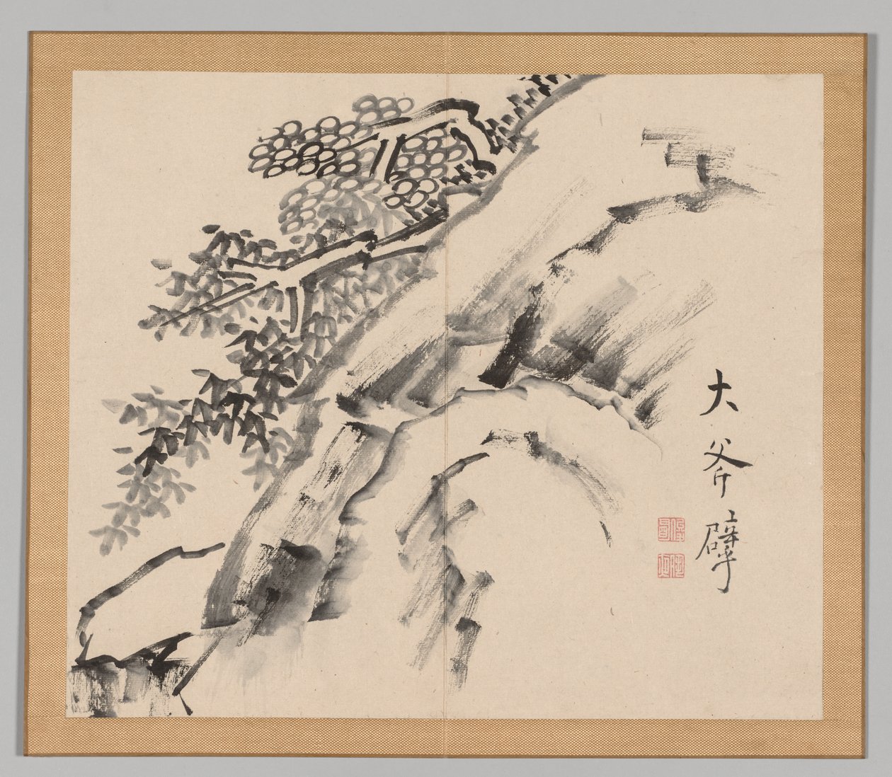 Dobbeltalbum med landskapsstudier etter Ikeno Taiga, bind 1 blad 9, 1700-tallet. av Aoki Shukuya