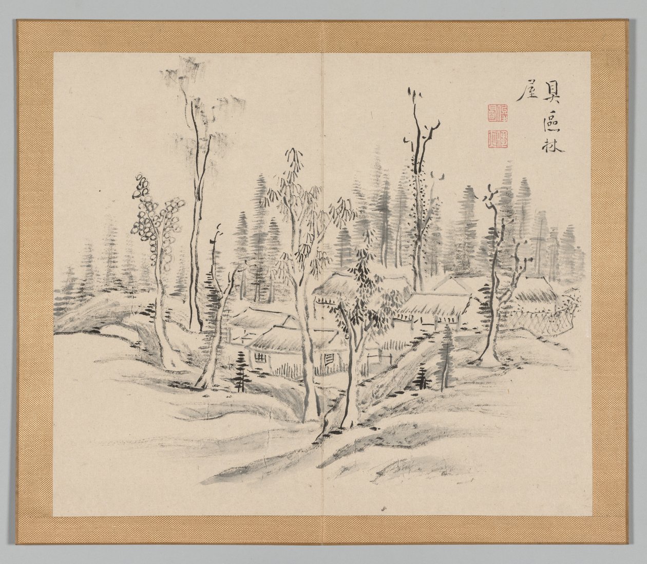 Dobbeltalbum med landskapsstudier etter Ikeno Taiga, bind 2 blad 23, 1700-tallet. av Aoki Shukuya