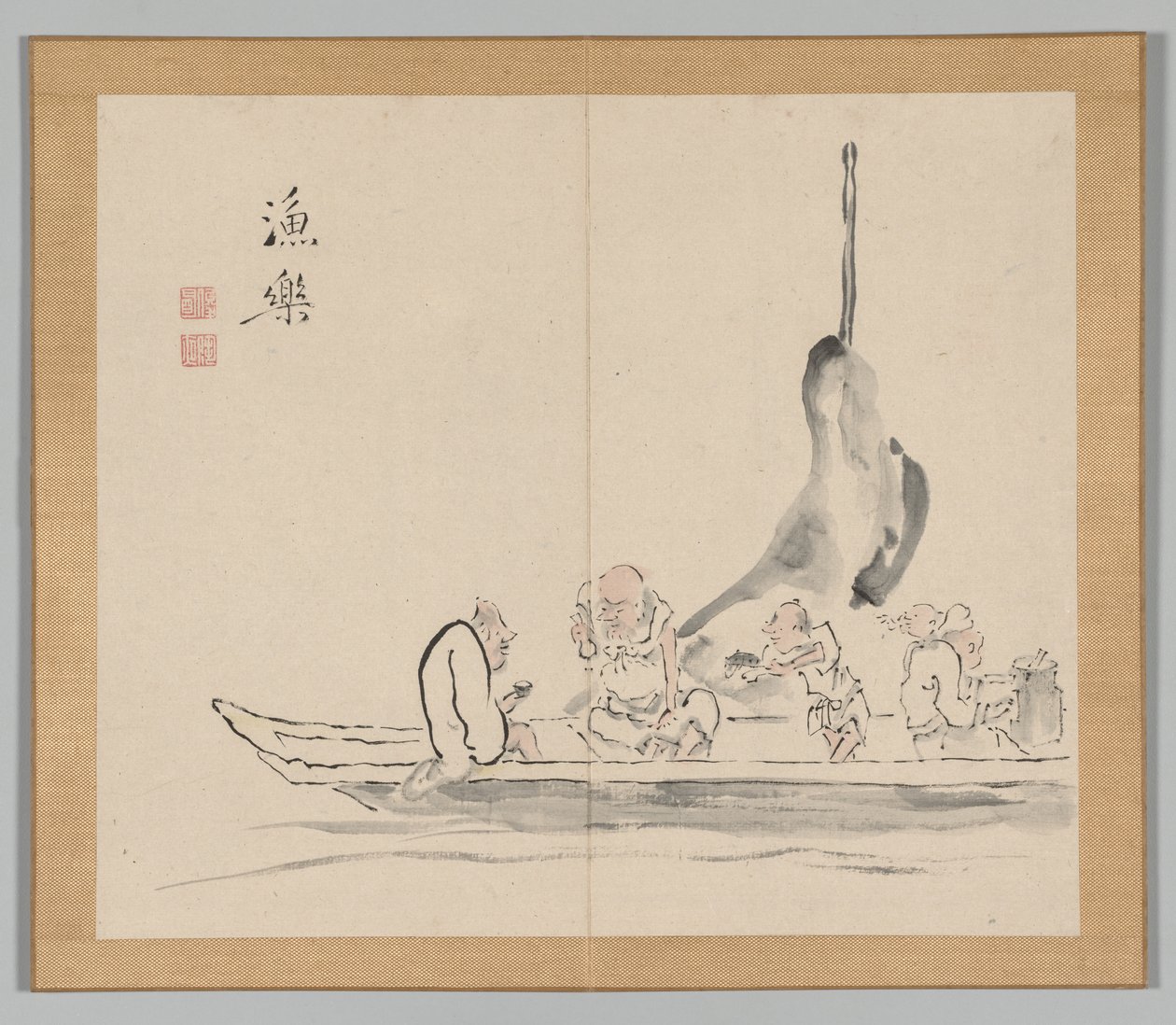 Dobbeltalbum med landskapsstudier etter Ikeno Taiga, bind 2 blad 28, 1700-tallet. av Aoki Shukuya