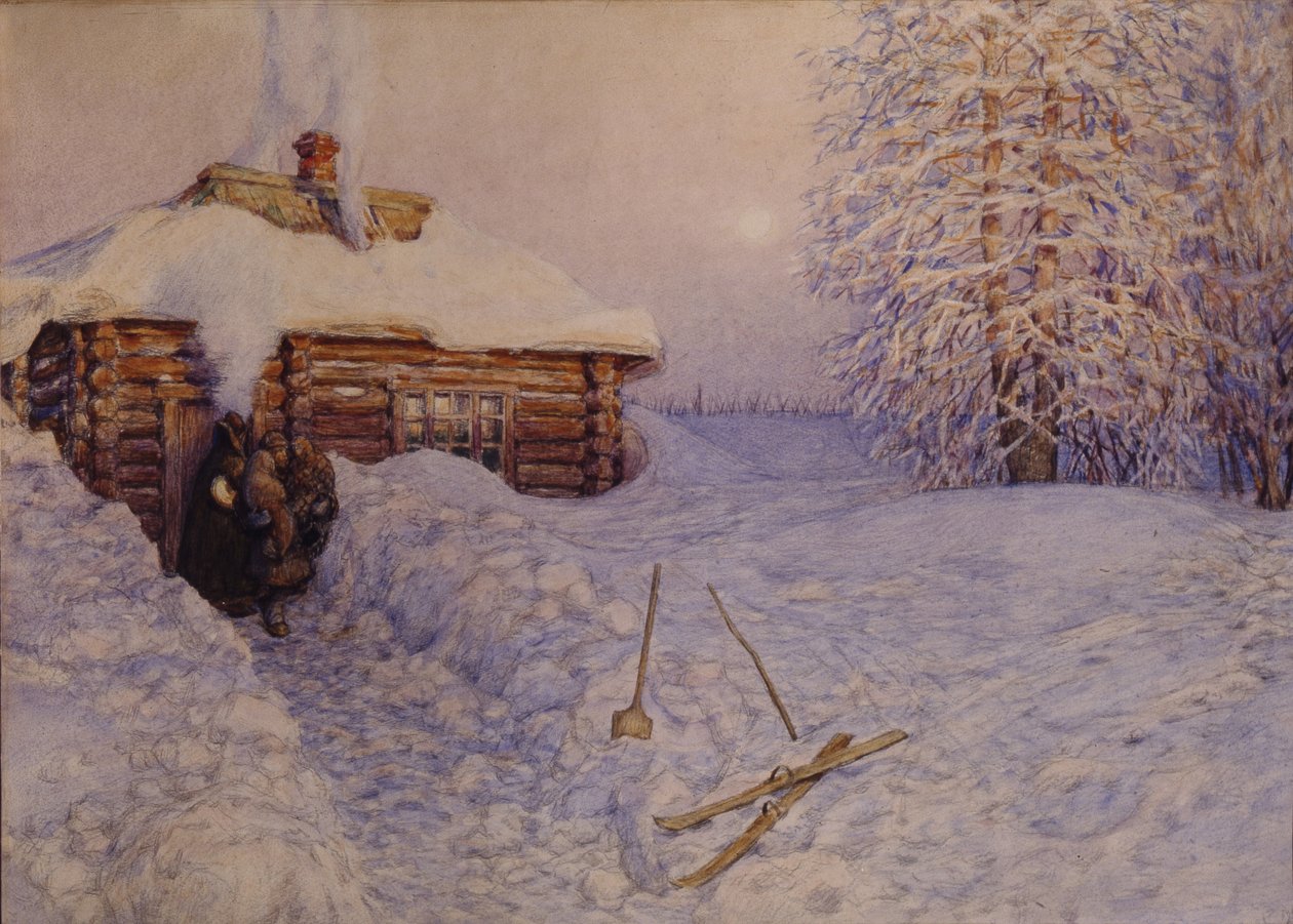 Banya om vinteren, 1919 av Apollinari Mikhailovich Vasnetsov
